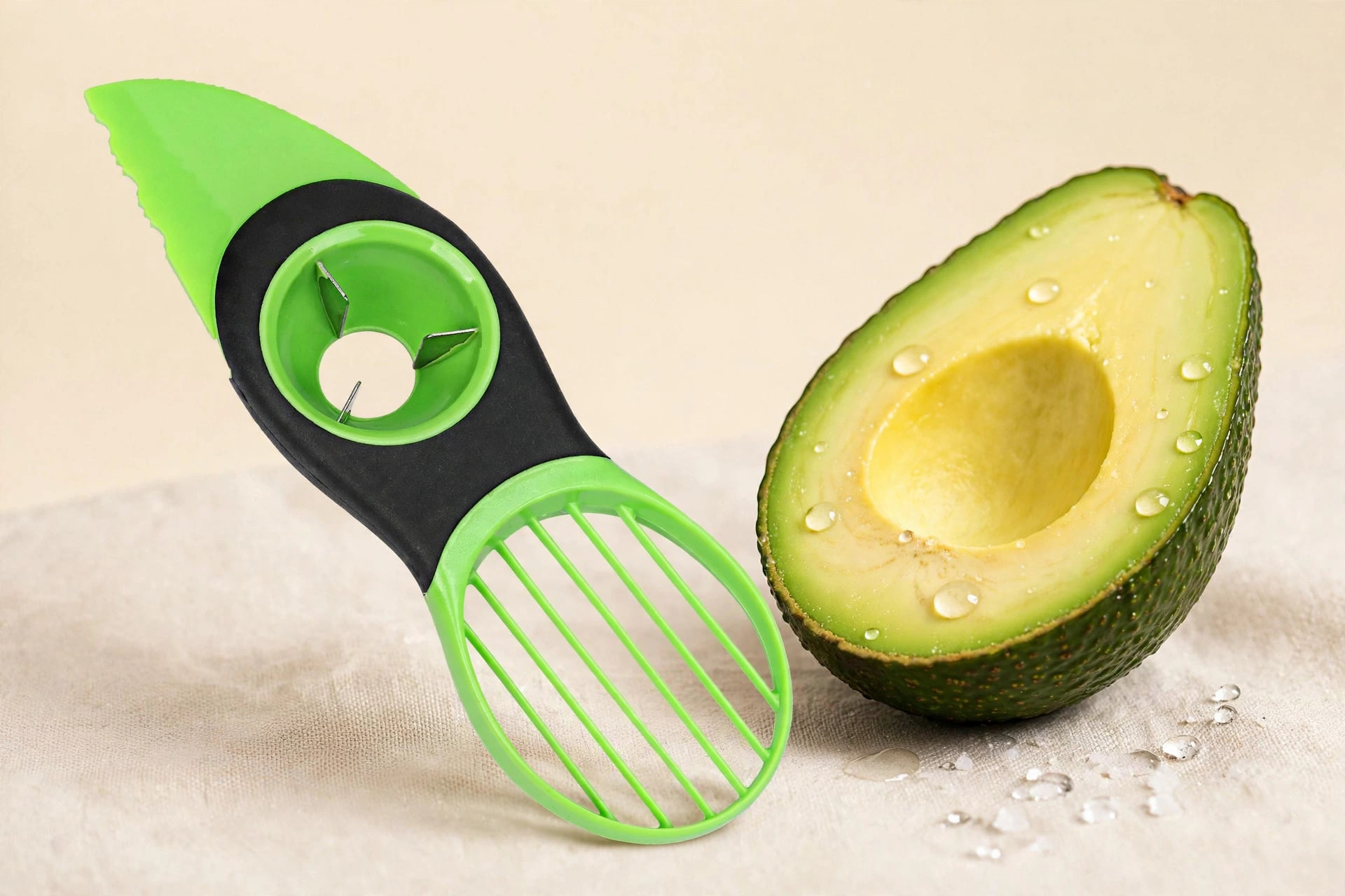Cortador de aguacate 3 en 1 · 3-in-1 avocado slicer